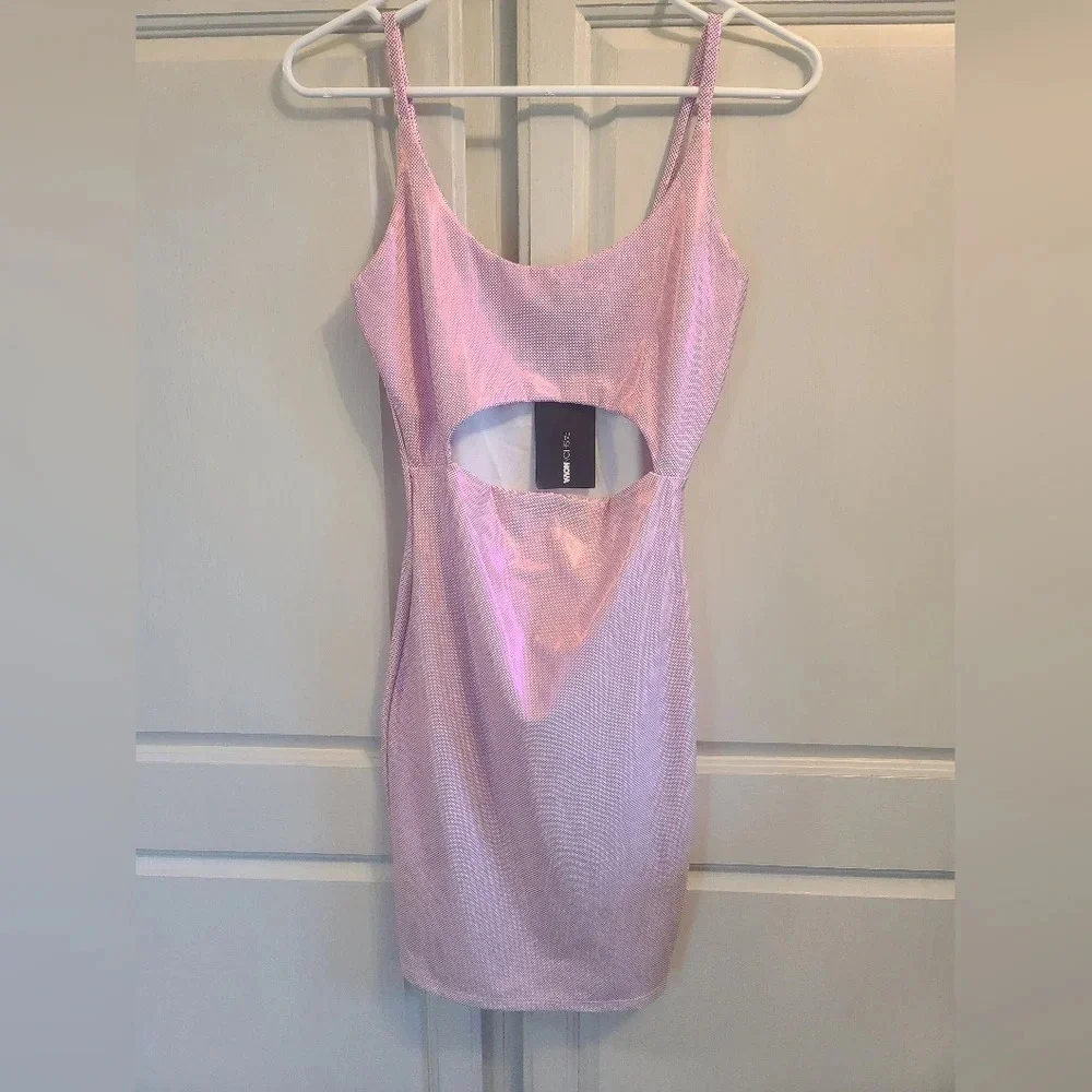 Fashion Nova iridescent pink bodycon dress